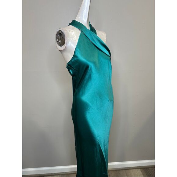 Galvan London Pandora Asymmetrical Bias Cut Dress In Emerald US 6 $1795 - Picture 8 of 11